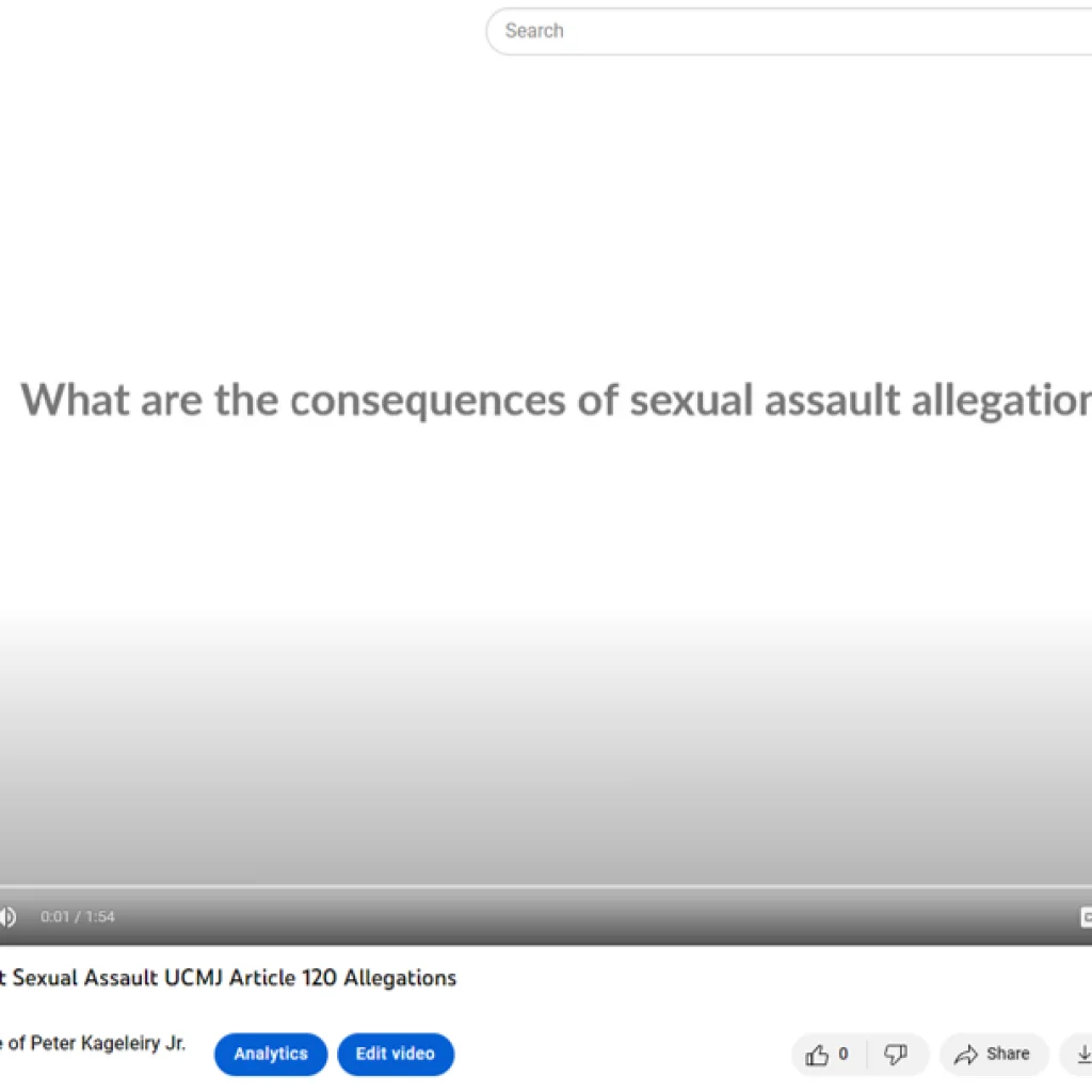 Thumbnail of Defend Against UCMJ Article 120 Sexual Assault Allegations video