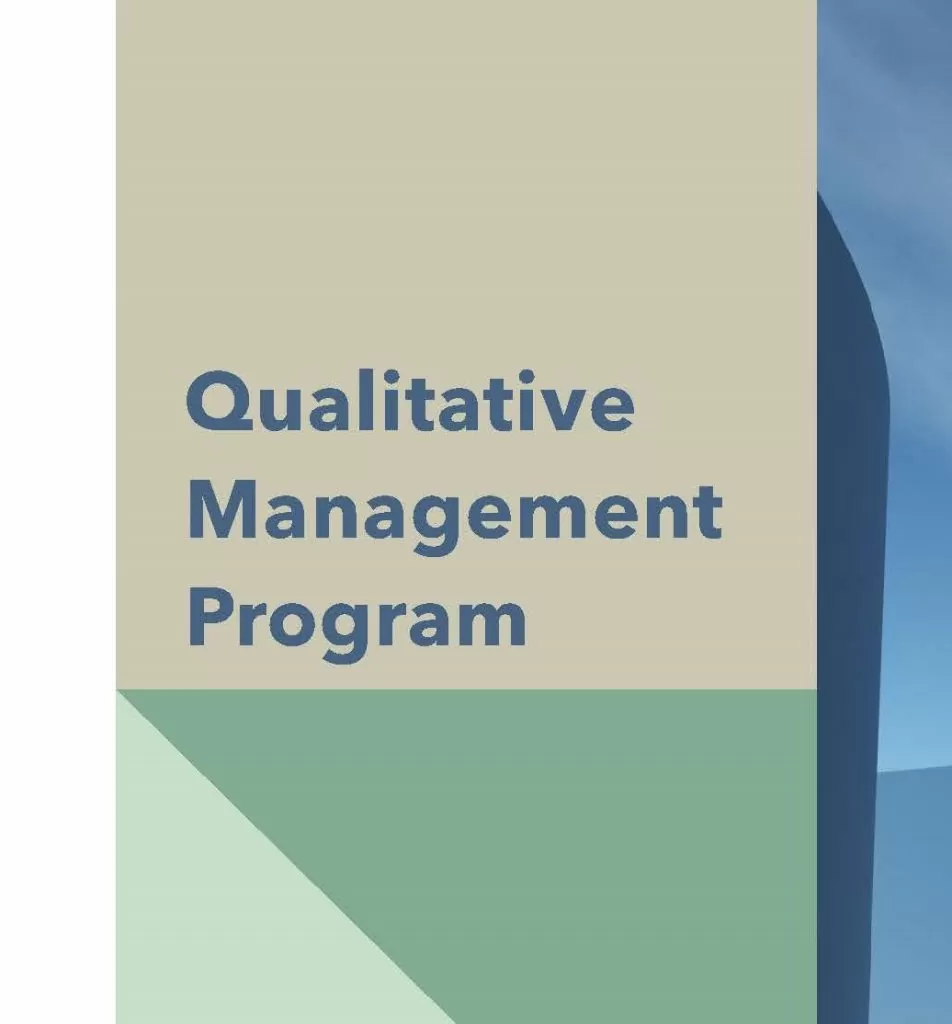 Graphic with the text Qualitative Management Program; QMP Board