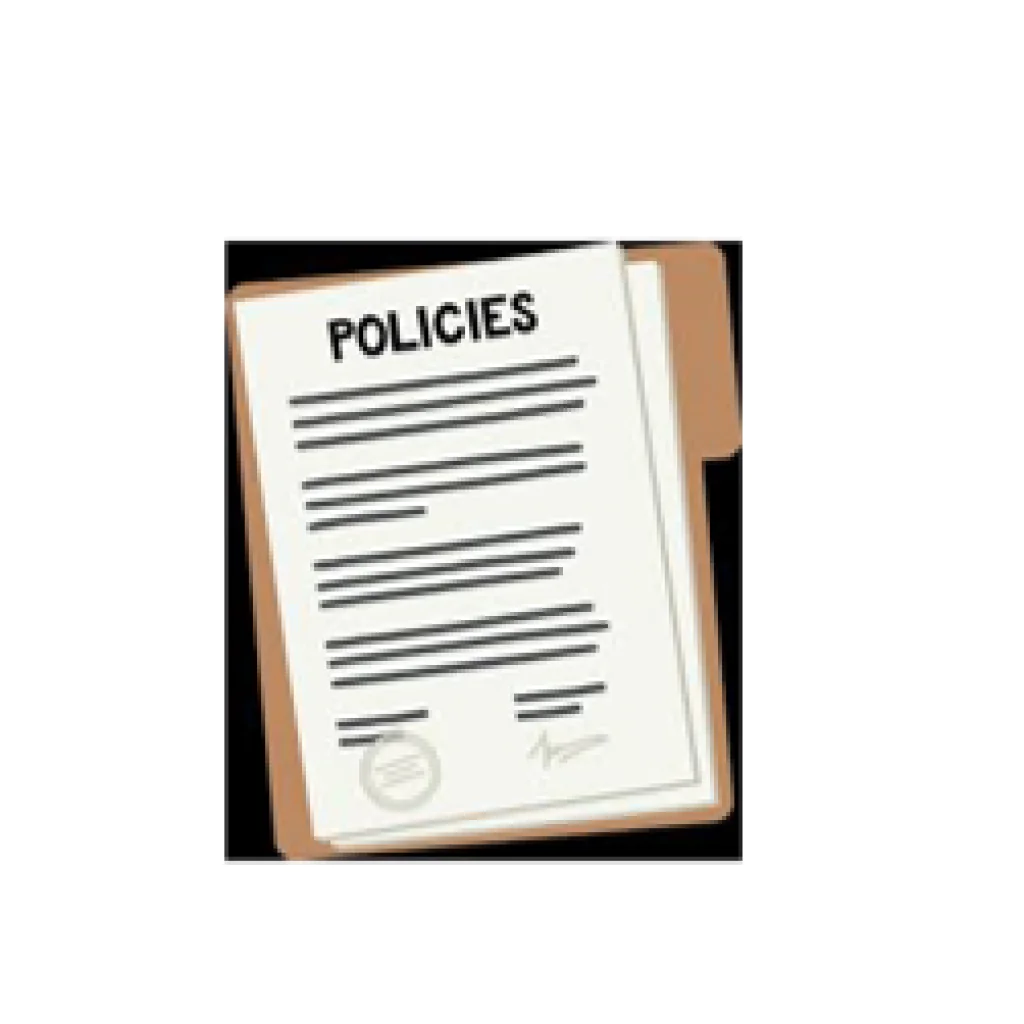 graphic of documents with the word Policies at the top of the top paper, all documents laying in an open file folder; Article 92 Violation