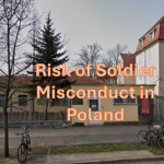 Graphic of outside of US Army camp in poland with the words Soldier misconduct in poland written across the top. GOMOR in Poland; Board of Inquiry Poland; Administrative separation board in Poland